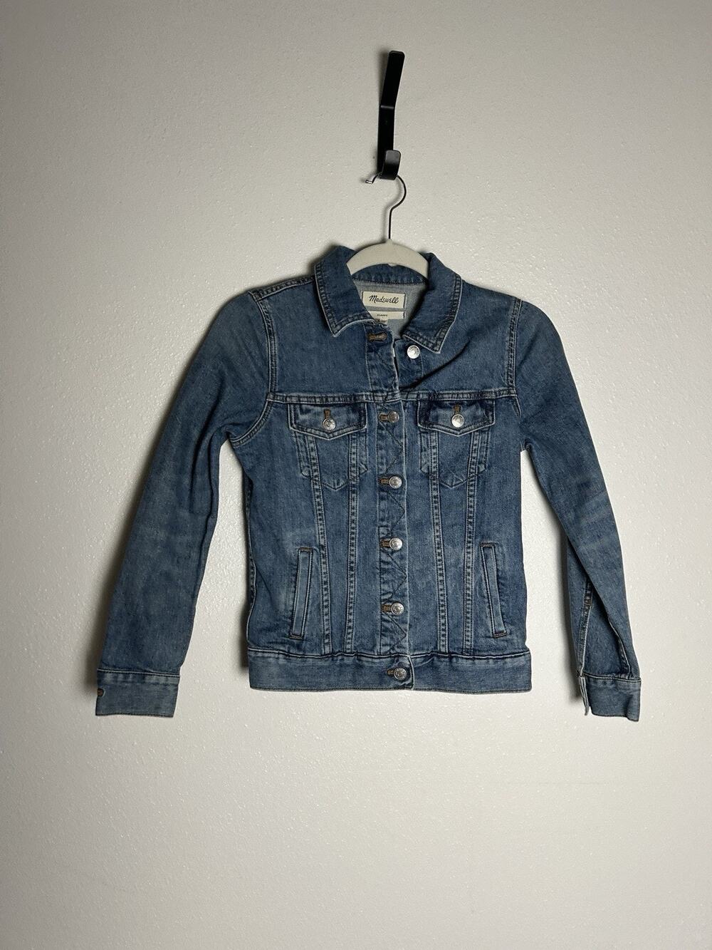 Madewell Cropped Denim Jacket XS Medium Wash Classic Jean Jacket